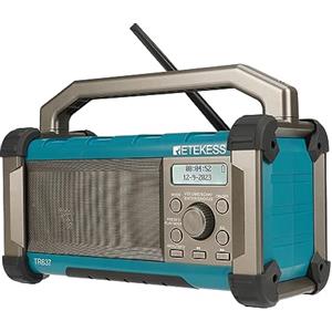 Retekess TR637 Radio da Cantiere,Radio FM AM Portatile con Wireless,con Batteria Ricaricabile da 5000mAh,Impermeabile,USB,Manico Portatile,Lavoro