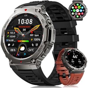 BENYAR SMART- DM3 Orologio Smartwatch Uomo GPS, 1,43" AMOLED Display Fitness Watch, Cassa in Acciaio Inossidabile, 170+ Modalità Sportive, 5ATM Impermeabile, Smart Watch Militare Nero per Android iOS