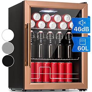 Klarstein Mini Frigo Bar Portatile per Birra Interno/Esterno, da Camera, Frigorifero Piccolo da Ufficio, con Porta in Vetro e Ripiani Rimovibili, 3-10°C, 60L
