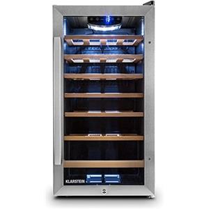 KLARSTEIN Cantinetta Vino, Cantinetta Vino Refrigerata a Zona Singola per Interno/Esterni, Frigo Bar, Cantina Vino con Vetrina, Mini Bar con Protezione UV, Frigo Vino Touch, 5-18°C, 26 Bottiglie