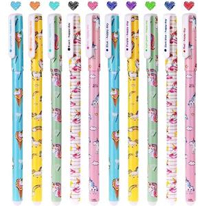 OFFCUP Penne Gel Colorate, 10Pcs penne a inchiostro gel colorato, Set Cancelleria Scuola, Penna a Sfera per Colorare Libri da Disegno, Scrittura, Graffitti, Libri da schizzi, Diario Decorazione