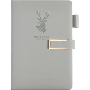 OFFCUP Taccuino A5 a Righe, Quaderno 320 Pagine, Quaderni con Copertina Rigida in PU, Carta Spessa da 80 g/m², Diario con Design ad Alce per Ufficio Scuola Lavoro Scrittura Apprendimento Viaggi-Grigio