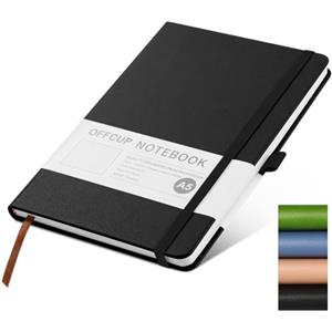 OFFCUP Taccuino A5 a Righe, Quaderno 192 Pagine, Quaderni con Copertina Rigida in PU Chiusura ad Elastico, Carta Spessa da 80 g/m², Diario per Ufficio Scuola Lavoro Scrittura Apprendimento Viaggi