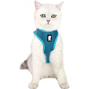 LIANZIMAU Set di Pettorina e guinzaglio per Gatti, a Prova di Fuga, Riflettente, Regolabile, in Morbida Rete, Imbottita, per Cuccioli, Gattini, Passeggiate all'aperto nuovo Grigio