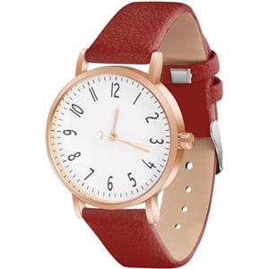 OFFCUP Orologio da Donna, Orologio Analogico al Quarzo Donna, Orologio da Polso Donna Con Cinturino in Pelle Classico Business Casual, Movimento a Tre Lancette -Rosso