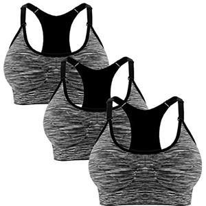 Libella Set a 3 Pezzi Donne Reggisegno Push Up Bustier Sostegno Forte Imbottito Senza Cinturino Fitness Top di Sport 3714 Nero S/M