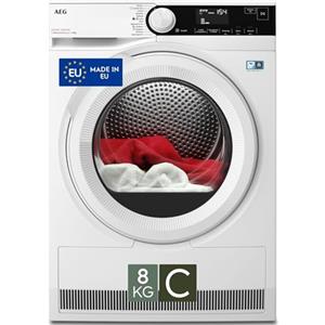 AEG Serie 8000 Asciugatrice a Pompa di Calore, 8 kg, TR8D83GW, Classe C, 12 Programmi, Tecnologia AbsoluteCare, PreciseDry con Sensori di Umidità, Display LCD Touch, 65 dB, 850x596x636 mm