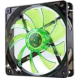 NOX XTREME PRODUCTS Ventola COOLFAN 120 mm -NXCFAN120LG- Ventola per PC Box 120 mm, 9 pale traslucide, cuscinetti a lunga durata, 4 LED, silenzioso, connettore a 3 e 4 pin, verde - nero