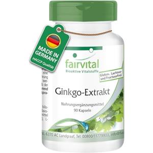 fairvital Capsule di estratto di ginkgo 95 mg, VEGANE, 90 capsule, facili da deglutire, standardizzate ad almeno il 24% di flavoni e il 6% di lattoni