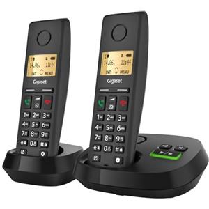 Gigaset PURE 220A Duo - 2 Telefoni Cordless DECT con Segreteria Telefonica - Blocco Chiamate e Funzione Vivavoce - 80 contatti, nero antracite [Compatibile in DE, IT, FR, NL, BE, CHE, AUT]