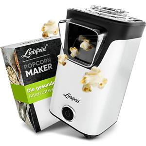 Liebfeld Macchina popcorn per popcorn ad aria calda, senza grasso e olio, gadget da cucina retrò per pop mais con zucchero, sale - Cooler Snack Automat (bianco)