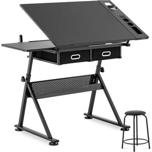 Fromm & Starck Tavolo da Disegno Inclinabile Scrivania da Architetto Star_Desk_08 (115 x 60 cm, Regolabile in Altezza, con Sgabello)