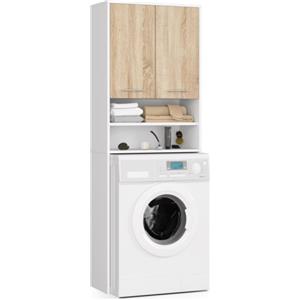 LBSIGN Mobile Coprilavatrice 2 Ante E Vani A Giorno 64x30x180 Diana Bianco/Rovere