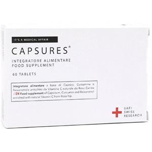 SAFI MEDICAL CARE Capsures - Integratore Antiossidante con Capsico, Curcuma e Vitamina C Naturale - 60 Compresse