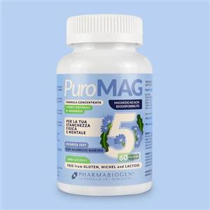 PHARMABIOGEN PuroMAG 5 - Integratore di Magnesio Marino con Zinco e Vitamina B6, 60 Capsule