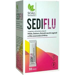 SOAL PHARMA Srl SEDIFLU - Integratore alimentare con miele, dattero e mirto per il benessere delle mucose respiratorie - 10 Stick
