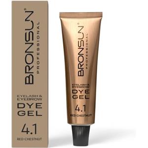 BRONSUN® Tinta Gel Extra-Resistente per Ciglia e Sopracciglia | Effetto Henné | Colora Pelle e Peli Fino a 7 Settimane | Formula Senza Ammoniaca | Castano Rosso №4.1 - 15ml