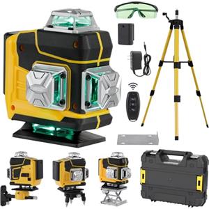 Mulcort Multifunzionale 4D 16 linee laser livello 3° autolivellante macchina batteria al litio ricaricabile strumento di livellamento con 3 altezze regolabile in lega barra di estensione treppiede
