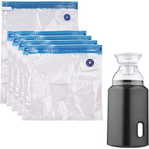 Irishom Pompa elettrica con Sacchetti sottovuoto con Cavo USB 5 Sacchetti Ricaricabili Portatile per Viaggi Uso Domestico Risparmia Spazio Bianco