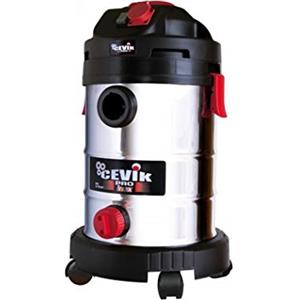 CEVIK PRO CE-PRO30XT Bidone Aspiratutto 1400W Inox 30L - Aspiraliquidi e Solidi con Presa per Utensili Elettrici e Accessori Completi