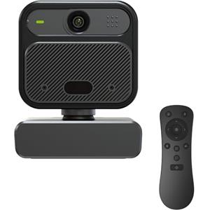 VIZOLINK W12S W12S Webcam 4K con Doppio Microfono e Altoparlante, Telecamera PC Fisso, Telecomando, 4XZoom, Cancellazione del Rumore, Correzione Luce