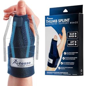 Actesso Tutore Pollice Neoprene - Sollievo Mirato per Dolore, De Quervain, Tendinite, Rizoartrosi, Distorsioni | Supporto Stabilizzante per Pollice e Polso, Uso Giorno e Notte (Mano, Destro, Blu)