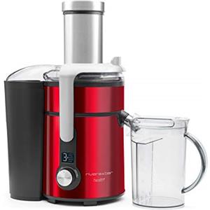 Riviera & Bar Riviera-et-Bar, PCJ677 Centrifuga Digitale Inox 1300W Rosso, Capacità 1,2L, Tubo Alimentare 84mm, Vassoio Polpa 2L, 5 velocità, Accessori Inclusi, Ideale per Succo Fresco Casa