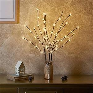 EAMBRITE Set di 3 alberi luminosi con 60 LED, rami luminosi impermeabili per uso interno ed esterno, rami decorativi elettrici per decorazioni natalizie, pasquali e di Halloween, marrone, 76 cm