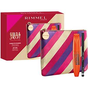Rimmel London, Confezione Regalo Donna Gold & Shock Collection, Pochette Metalizzata con Mascara ScandalEyes Reloaded e Matita Occhi Soft Kohl Kajal
