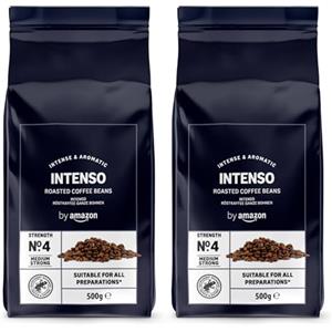 by Amazon Caffè in Grani Intenso, Tostatura Chiara, 1kg (2 confezioni da 500g) - Certificato Rainforest Alliance