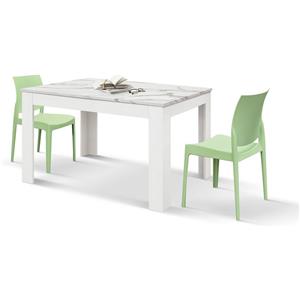 KONTE.DESIGN Tavolo LIPARI Allungabile in Legno Bianco Statuario 140x90 cm - 220x90 cm