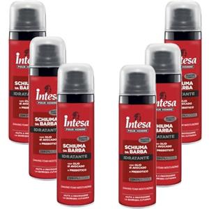 Intesa Pour Homme Schiuma Da Barba Idratante Con Olio Di Avocado e Prebiotico 50 Ml Da Viaggio (6 Unità)