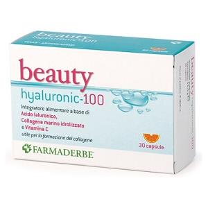 FARMADERBE Srl Farmaderbe Beauty Hyaluronic 100 - Farmaderbe - 100 capsule - Integratore a base di acido ialuronico per pelle, capelli e unghie