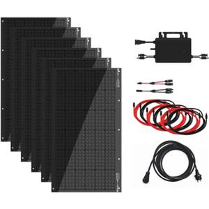 Technaxx Centrale Solare Flessibile per Balcone 600W WiFi TX-270 - 6x 105W (630W) Moduli Monocristallini, Design in EVA senza Vetro, Microinverter 600W/800W, Monitoraggio tramite App