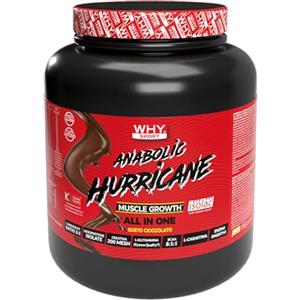 WHY SPORT - Anabolic Hurricane - All in One - Proteine in Polvere Isolac Crescita Muscolare Mass Gainer - con Creatina 200 Mesh, L-Glutammina, BCAA e Carnitina - Gusto Cioccolato - 1,8kg