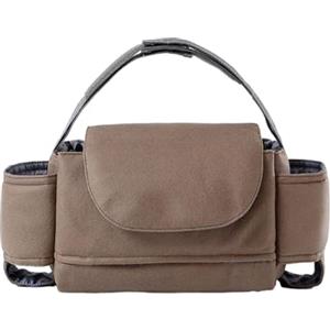 Hiseng Borsa Organizer per Passeggino, PU Universale Portatile Borsa Passeggino Organizer, Tracolla, Grande Capacità, Scomparti Multipli, Borsa Fasciatoio per Carrozzina (Marrone,35x15x11cm)