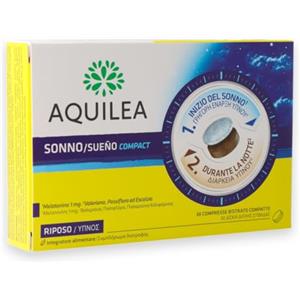 Aquilea Sonno 30 compresse | Integratore alimentare con Melatonina, Valeriana, Passiflora ed Escolzia | Formula a rilascio graduale | Supporto per il rilassamento notturno