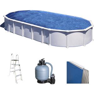 Gre Haiti Piscina Fuori Terra Ovale in Acciaio Bianco 915x470x132 cm - Capacità 43590L, Max 25 Persone