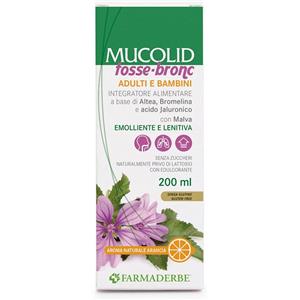 Farmaderbe Mucolid - Sciroppo Emolliente per Tosse Bronc, 200ml con Altea, Bromelina e Malva