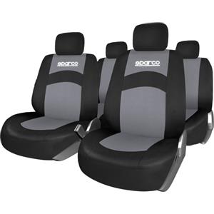 Sparco Set Coprisedili Auto Modello 402, 11 Pezzi, Grigio, Compatibile con Sedili Posteriori Sdoppiabili