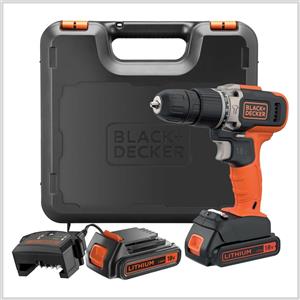 BLACK + DECKER Black+Decker Trapano avvitatore a percussione a batteria con 2 batterie 18 v con valigetta BCD003C2K