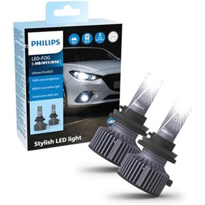 Philips Ultinon Pro3022 LED lampadina fari auto (H8/H11/H16), +100%, luce bianca fredda da 6.000K, confezione doppia