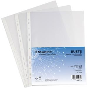 Starline Buste Forate Universali Light 22x30 cm Trasparenti Finitura Buccia - Conf. 50 Pezzi