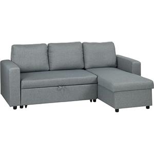 Totò Piccinni Divano Angolare NETTUNO 3 Posti con contenitore in tessuto imbottito con braccioli (Grigio)