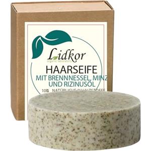 LIDKOR Shampoo Solido Naturale con Estratto di Ortica е Rosmarino 80g - Shampoo Anticaduta & Antiforfora - Uomo e Donna - Shampoo Capelli Grassi - Volumizzante Capelli Fini con Olio di Cocco e Ricino