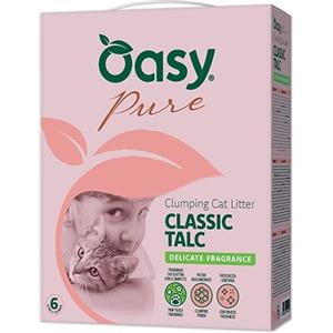 Oasy Lettiera Minerale Pure Classic Talco 6L - Agglomerante Profumata per Gatti di Tutte le Età