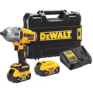 DEWALT DCF900P2T-QW - Avvitatore ad impulsi alta potenza 4 modalità 18V XR BRUSHLESS attacco 1/2" HOG RING. DOTAZIONE: 2 batterie XR Litio 5Ah, caricabatterie, gancio per cintura, valigetta TSTAK.
