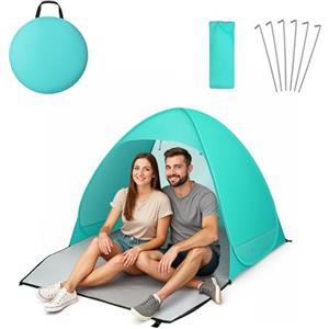 Voyager Tenda da spiaggia - Super facile da aprire, grande spazio, protezione UV UPF 50+, qualità premium, leggera e portatile, versatile ombra per esterni, 2 persone, dimensioni compatte (verde acqua