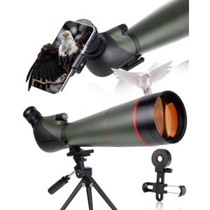 BOSSDUN Cannocchiale 25-75x100 con Treppiede, Adattatore per Telefono e Borsa per il Trasporto, BAK4 Cannocchiale Professionale per Caccia, Tiro a Segno, Birdwatching