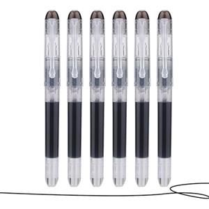 Hugfads Set di 6 Penne Stilografiche Usa e Getta,Penne Nere Gel,Inchiostro Stilografica,Inchiostro Usa e Getta per Scrittura Fluida,Penna Extra Fine per Schizzi, Diari, Calligrafia, Doodling